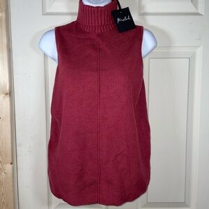 Marled Sleeveless Cowl Neck Sweater - Burgundy